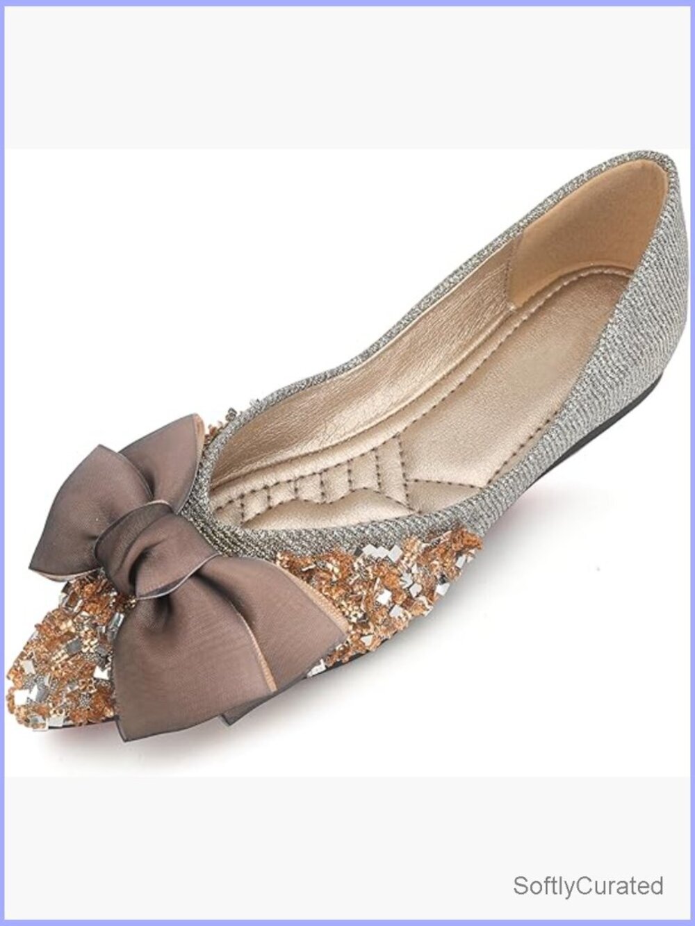 Rhinestone Bow Slip-On Flats Pointed Toe Wedding Dress Shoes Comfortable